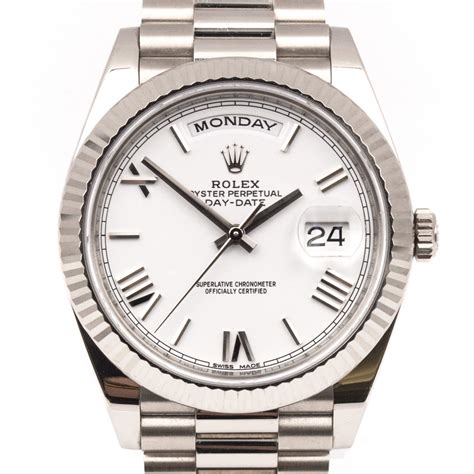 rolex white gold presidnetial|Rolex presidential 40mm white gold.